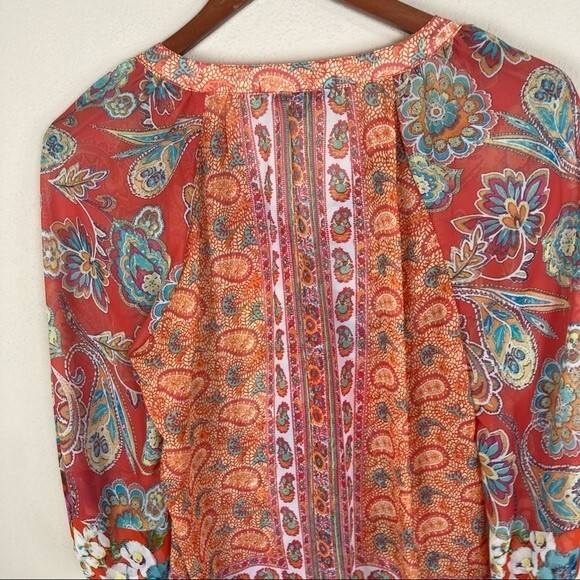 Figueroa&Flower Anthropologie Floral Patterned Tunic Split Neck Size Sm. Womens - Picture 5 of 12